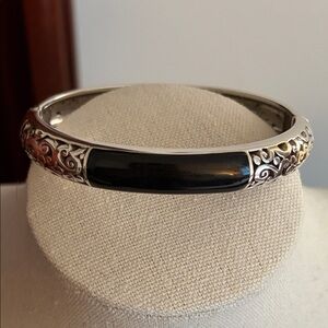 Brighton Silver and Black Enamel Clamper Bracelet #505